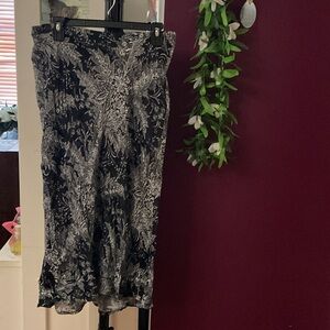Anthropologie Black and White Patterned A-Line Skirt